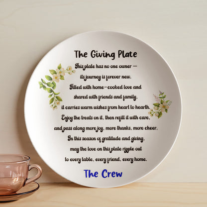 Personalized Giving Plate 10" - Custom Family Sharing Plate with Heartfelt Poem - Microwave Dishwasher Safe - Holiday Gift for Friends and Family