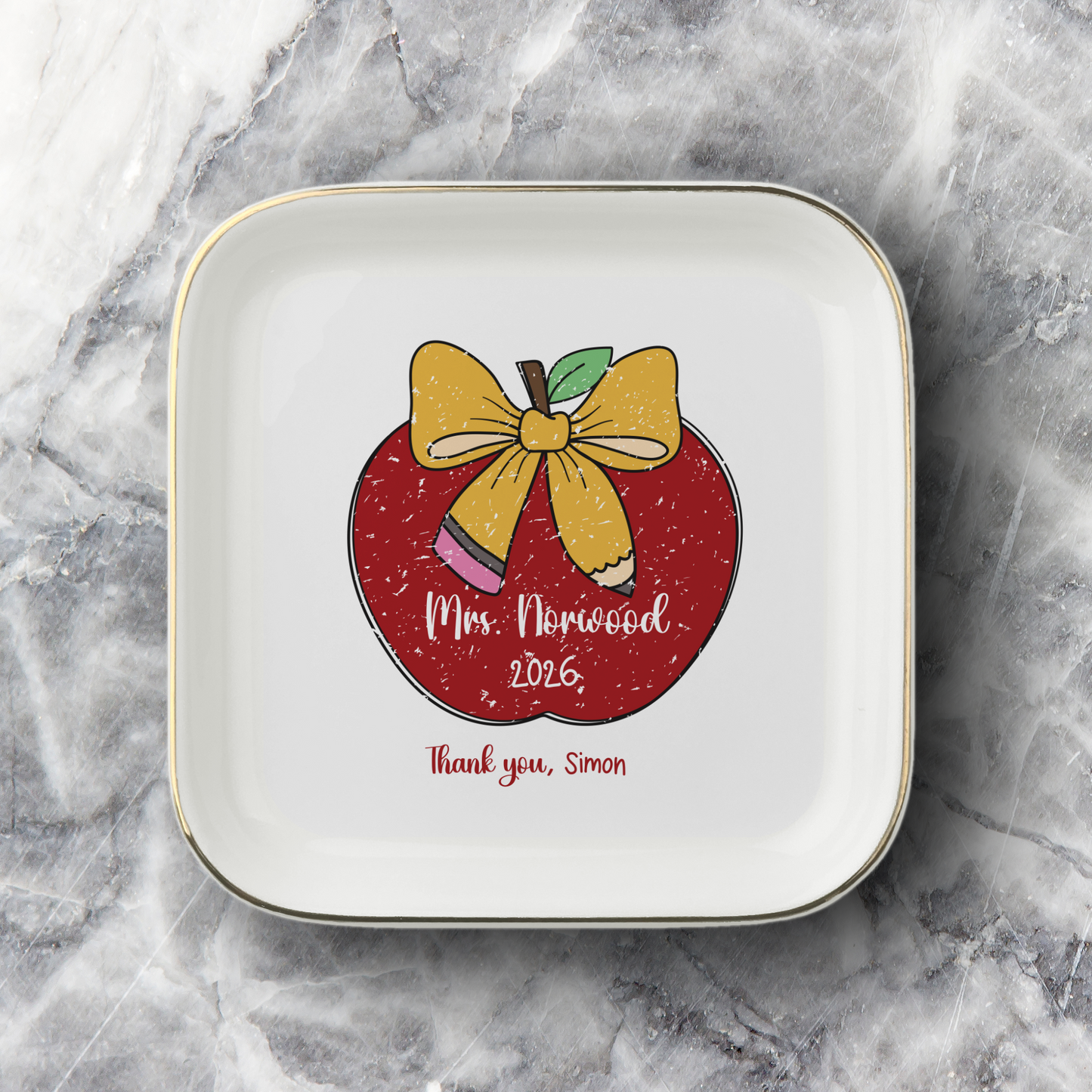 Personalized Teacher Jewelry Dish – Custom Teacher Appreciation Gift