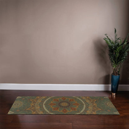 Green Mandala Rubber Yoga Mat – Anti-Slip Microfiber Suede Fitness ; Yoga Mat for Balance and Comfort