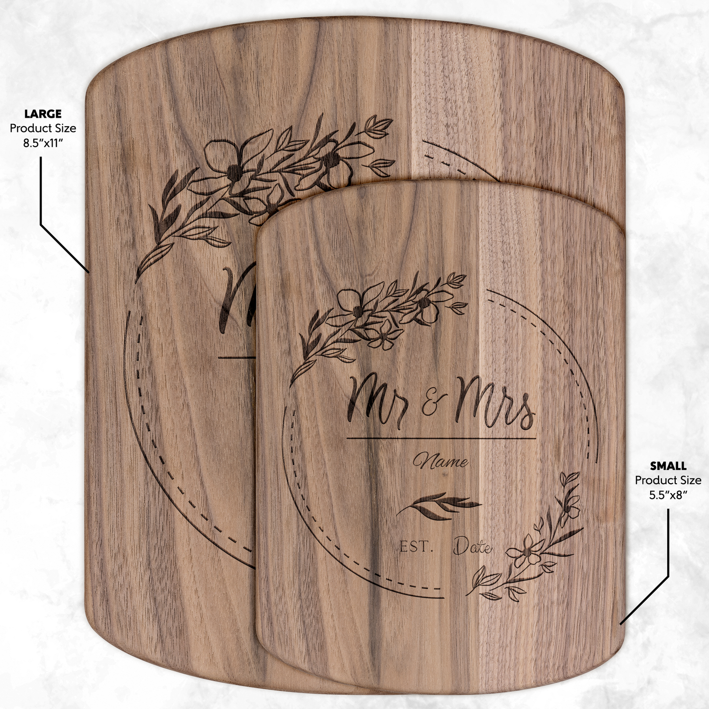 Mrs & Mrs Hardwood Oval Cutting Board