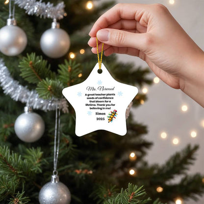 Personalized Teacher Star Ornament – “Thank You For Believing in Me” Gift