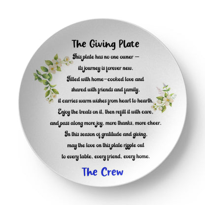 Personalized Giving Plate 10" - Custom Family Sharing Plate with Heartfelt Poem - Microwave Dishwasher Safe - Holiday Gift for Friends and Family