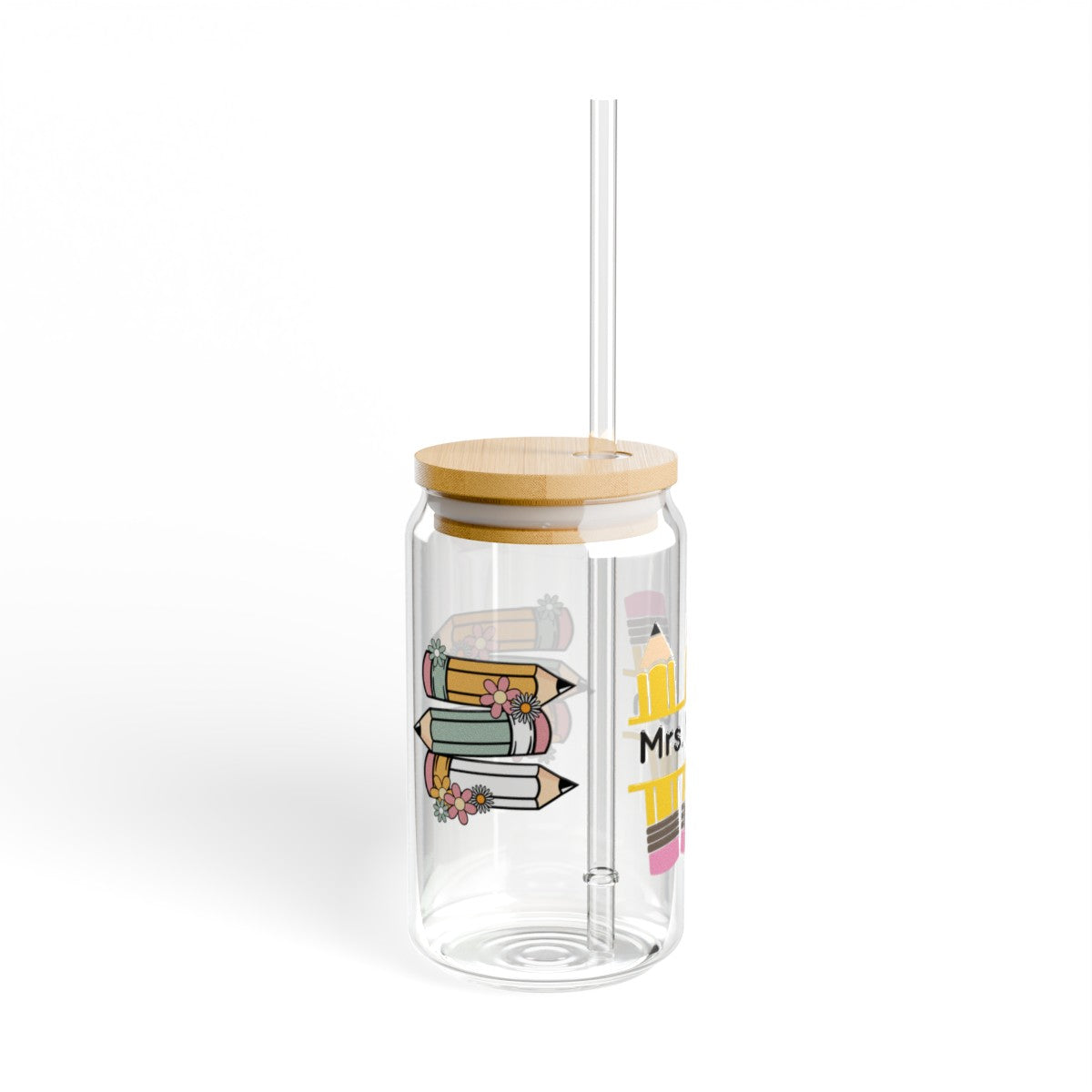 Personalized Pencil Sipper Glass, 16oz