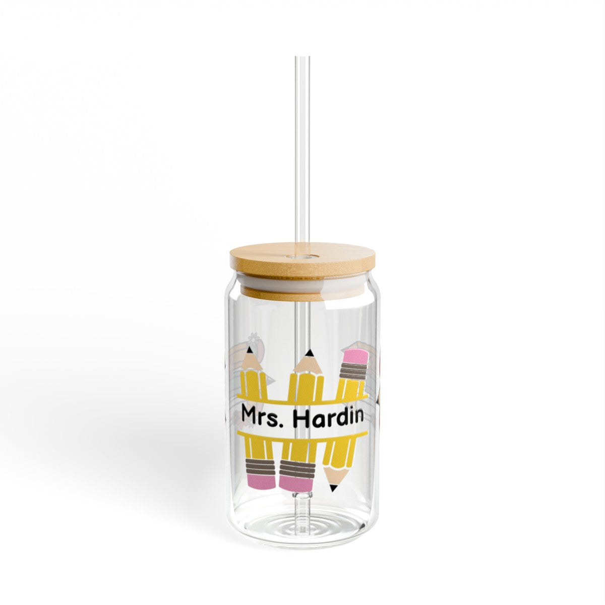 Personalized Pencil Sipper Glass, 16oz