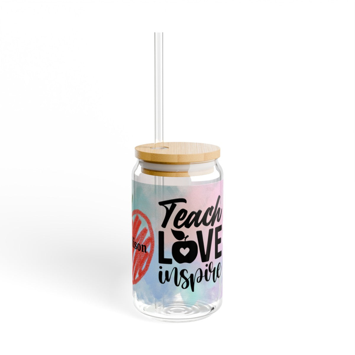 Personalized Teach Love Inspire Sipper Glass, 16oz