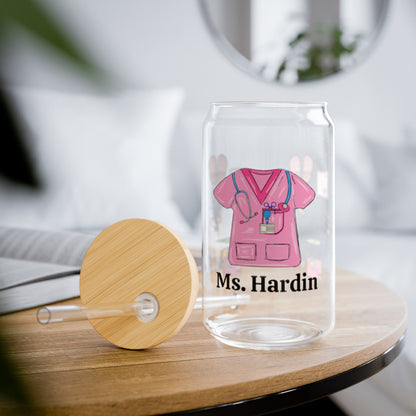 Personalized Nurse Sipper Glass, 16oz