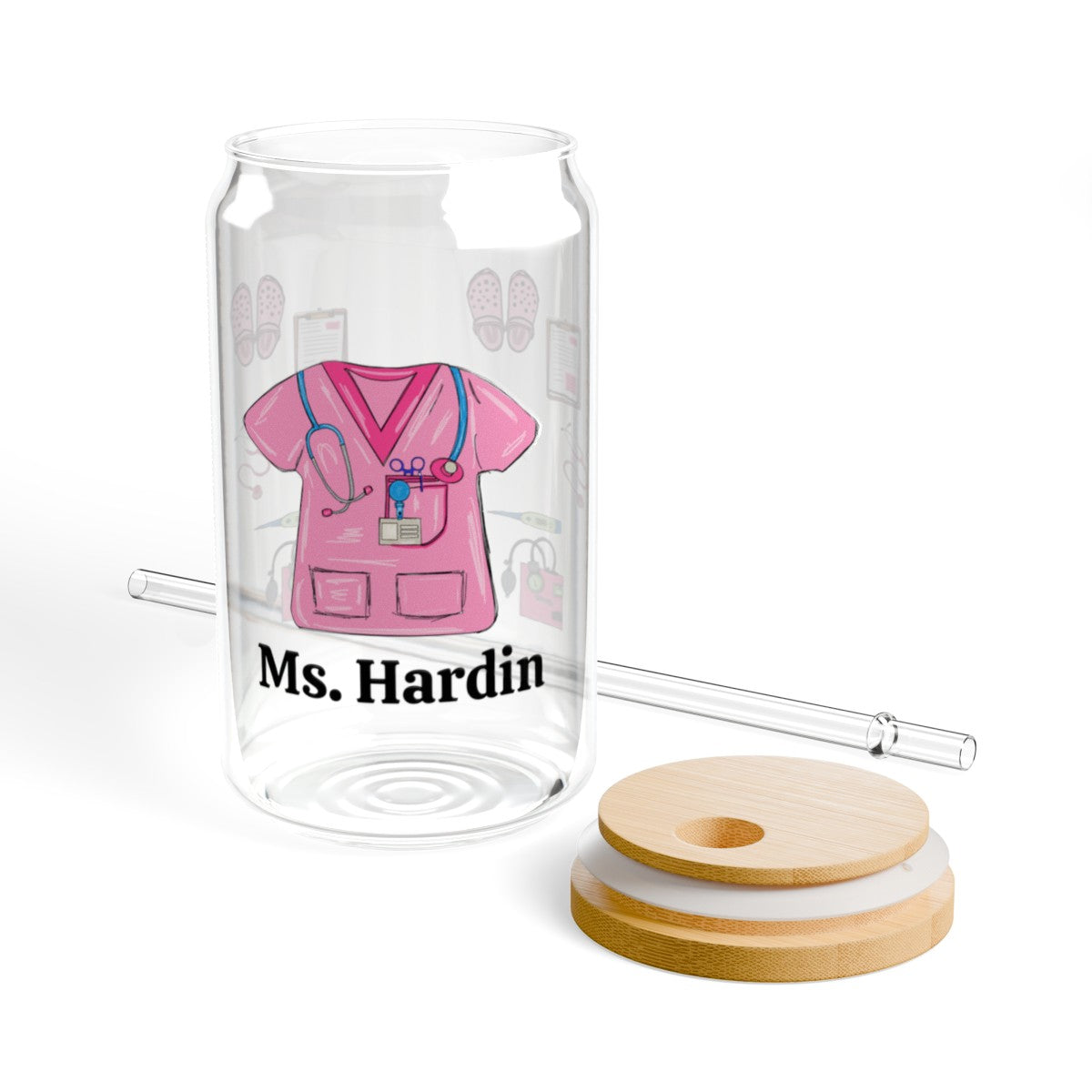 Personalized Nurse Sipper Glass, 16oz