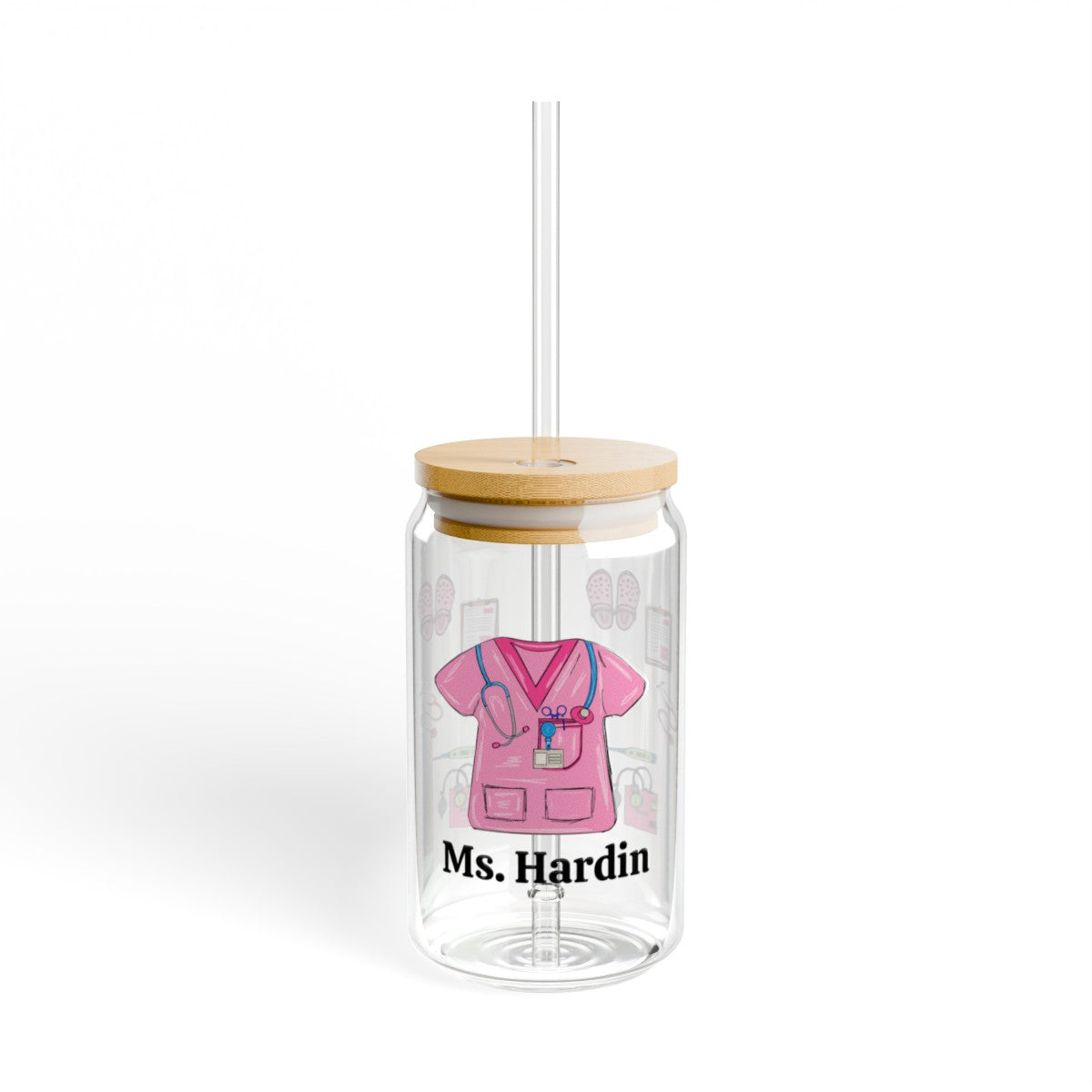 Personalized Nurse Sipper Glass, 16oz