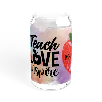 Personalized Teach Love Inspire Sipper Glass, 16oz