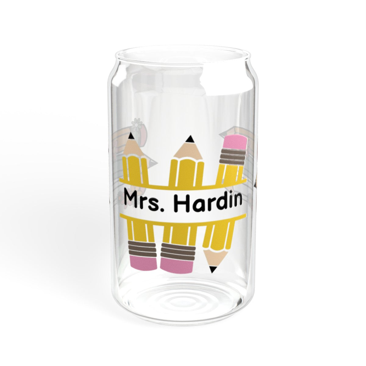 Personalized Pencil Sipper Glass, 16oz