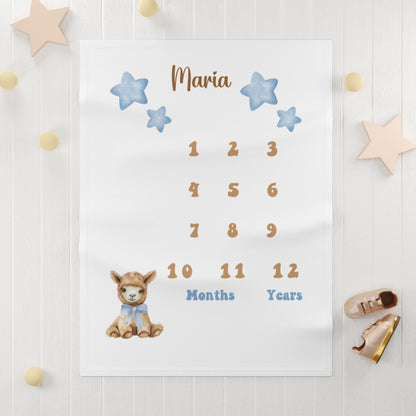 Personalized Milestone Soft Fleece Baby Blanket