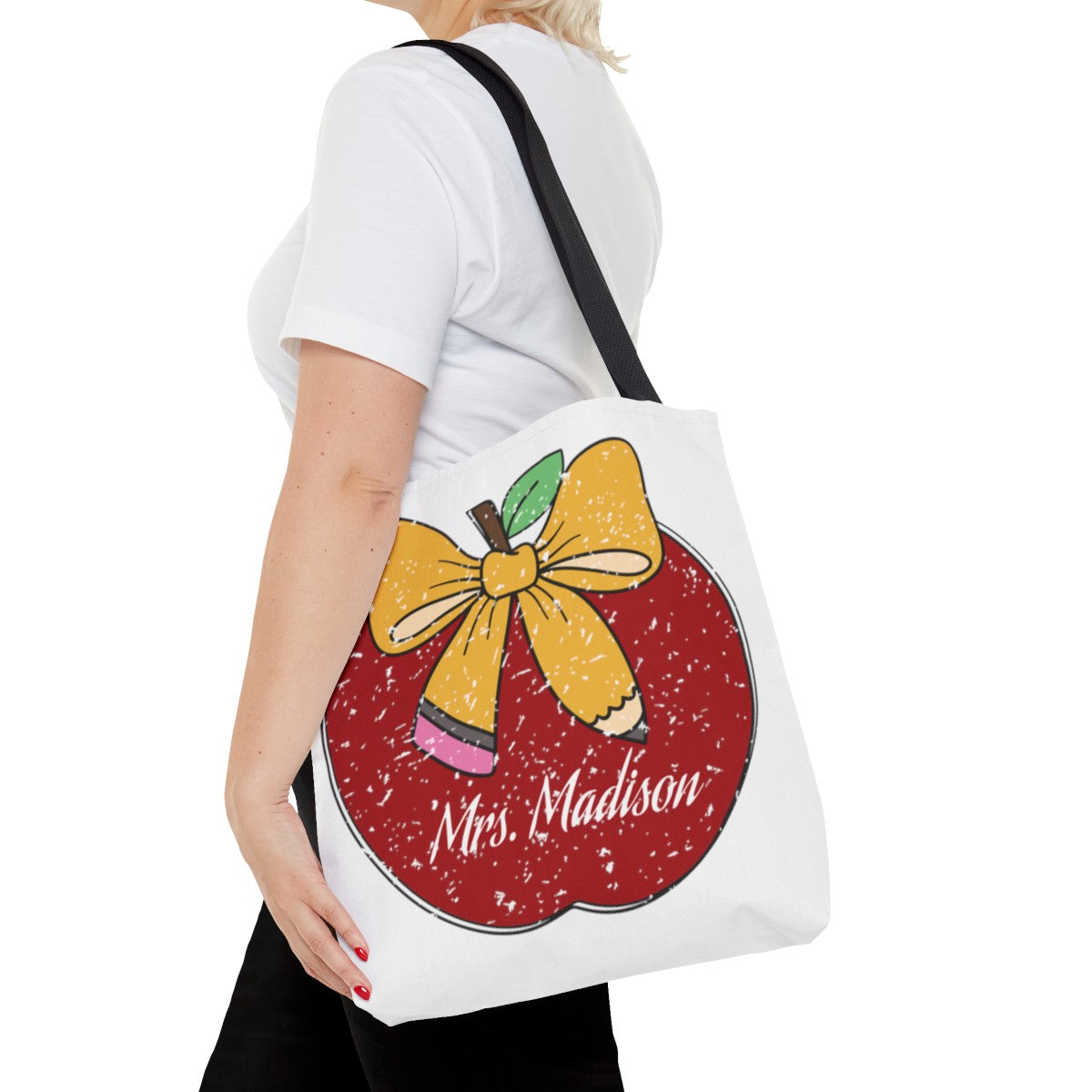 Personalized Teacher Apple Tote Bag