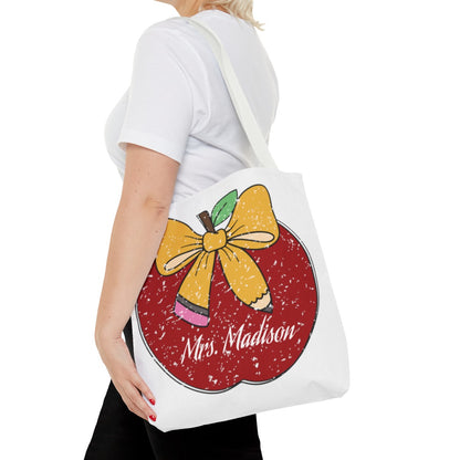 Personalized Teacher Apple Tote Bag