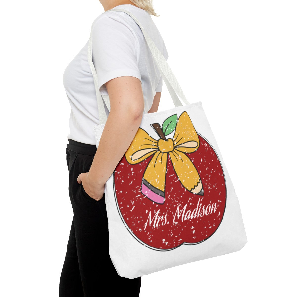 Personalized Teacher Apple Tote Bag