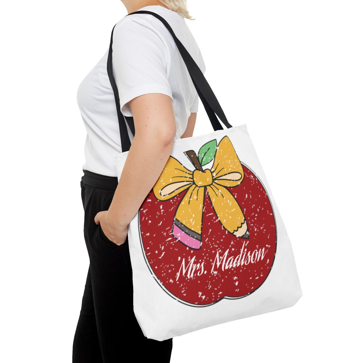 Personalized Teacher Apple Tote Bag