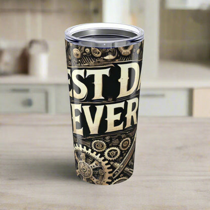 “Best Dad Ever 20oz tumbler with a mechanical gear and tool design – perfect Father’s Day gift for dads who love tools, engineering, or fixing things.”