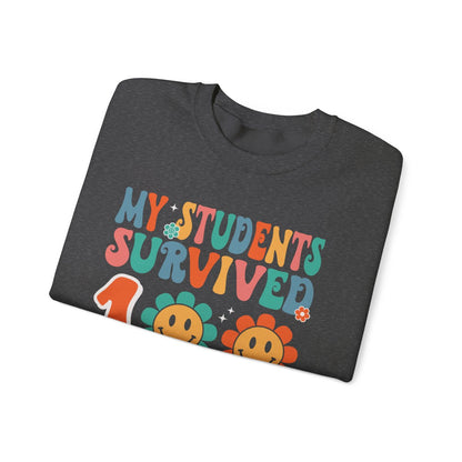 My Students Survived 100 Days of Me Crewneck Sweatshirt – Perfect for Teachers