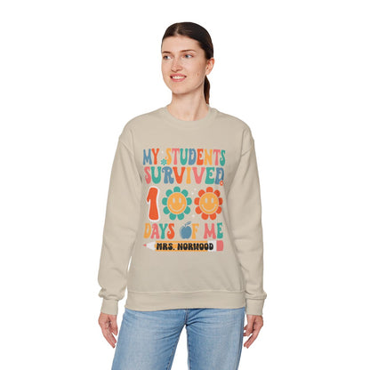 My Students Survived 100 Days of Me Crewneck Sweatshirt – Perfect for Teachers