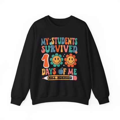 My Students Survived 100 Days of Me Crewneck Sweatshirt – Perfect for Teachers