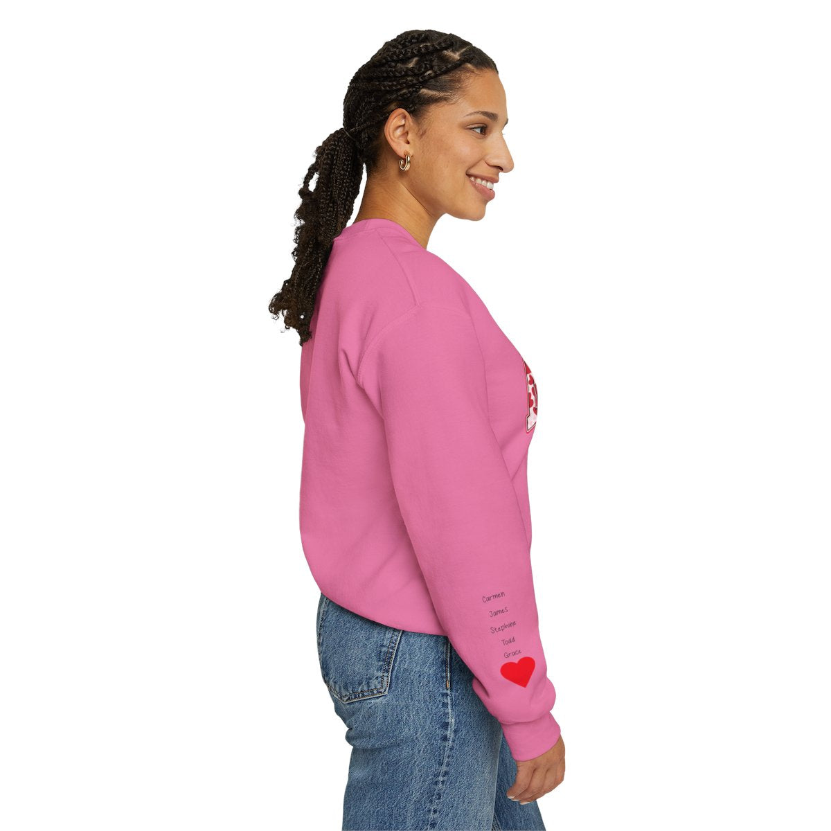 Personalized Mama Sweatshirt with Heart Print and Custom Children's Names