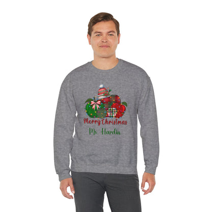 Persoanlized Merry Christmas Teacher Crewneck Sweatshirt