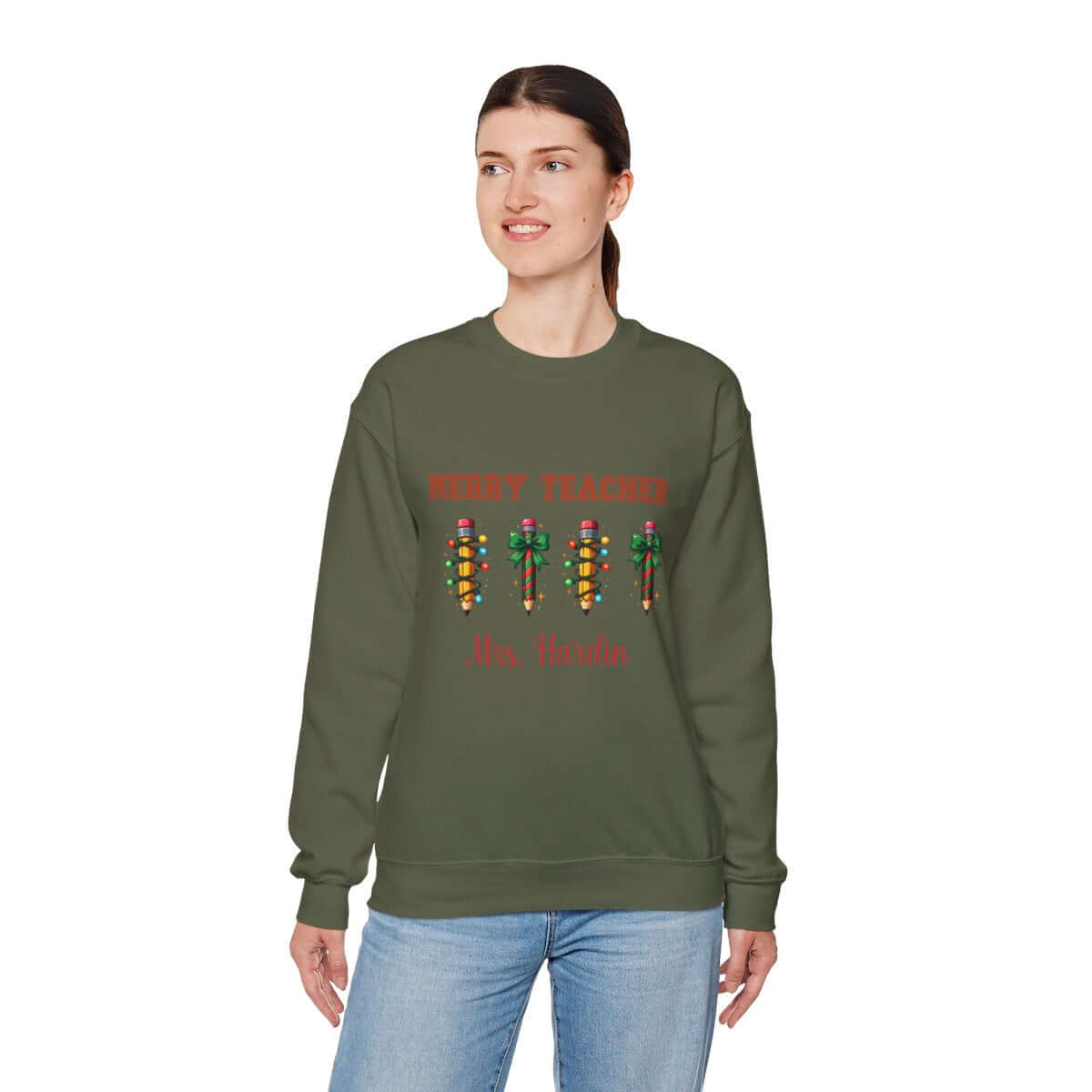 Merry Teacher  Heavy Blend™ Crewneck Sweatshirt Teacher