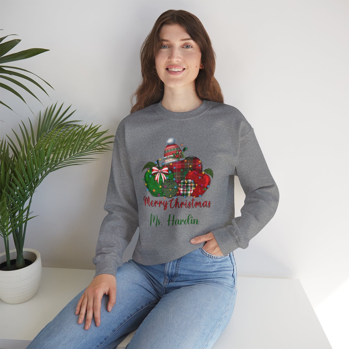 Persoanlized Merry Christmas Teacher Crewneck Sweatshirt