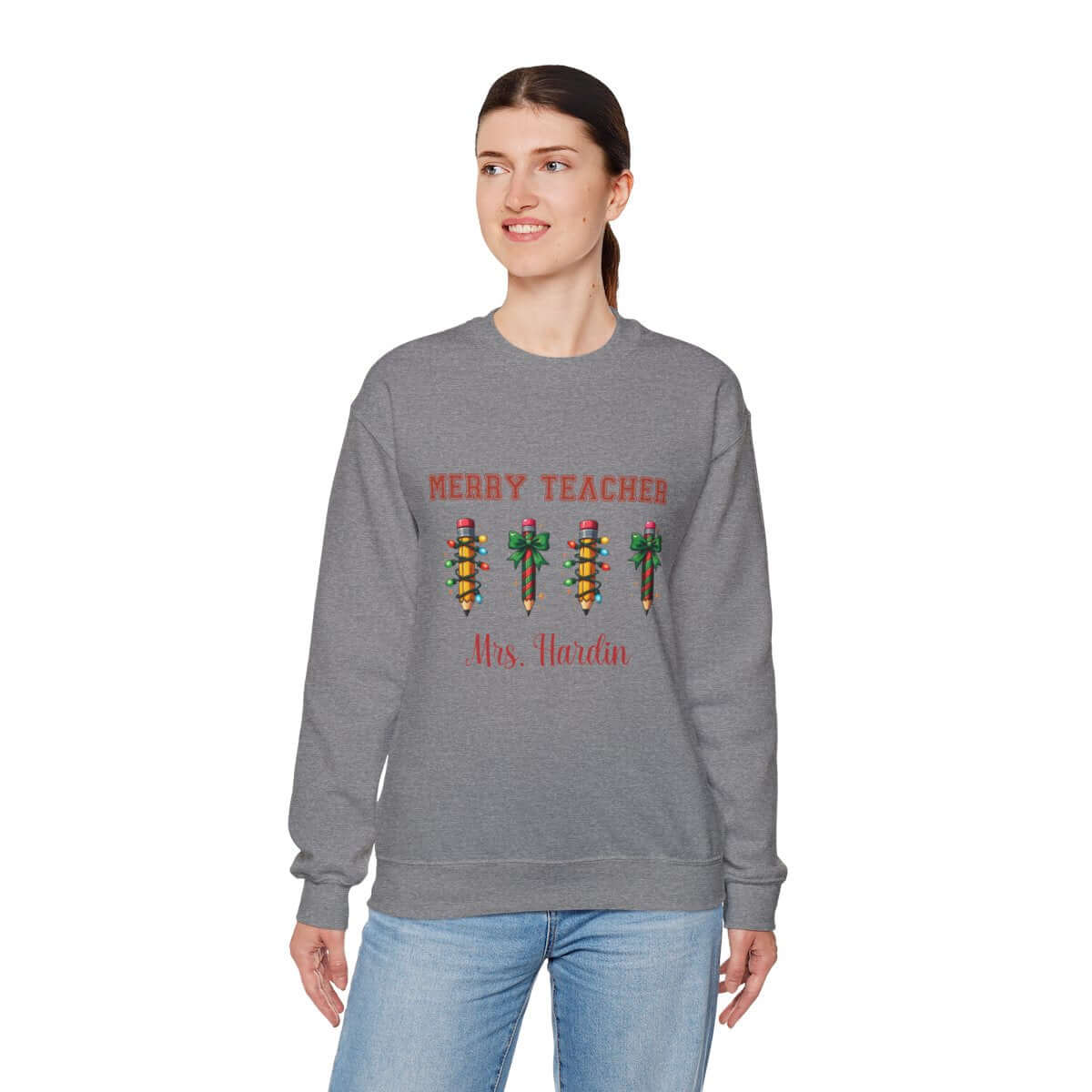 Merry Teacher  Heavy Blend™ Crewneck Sweatshirt Teacher