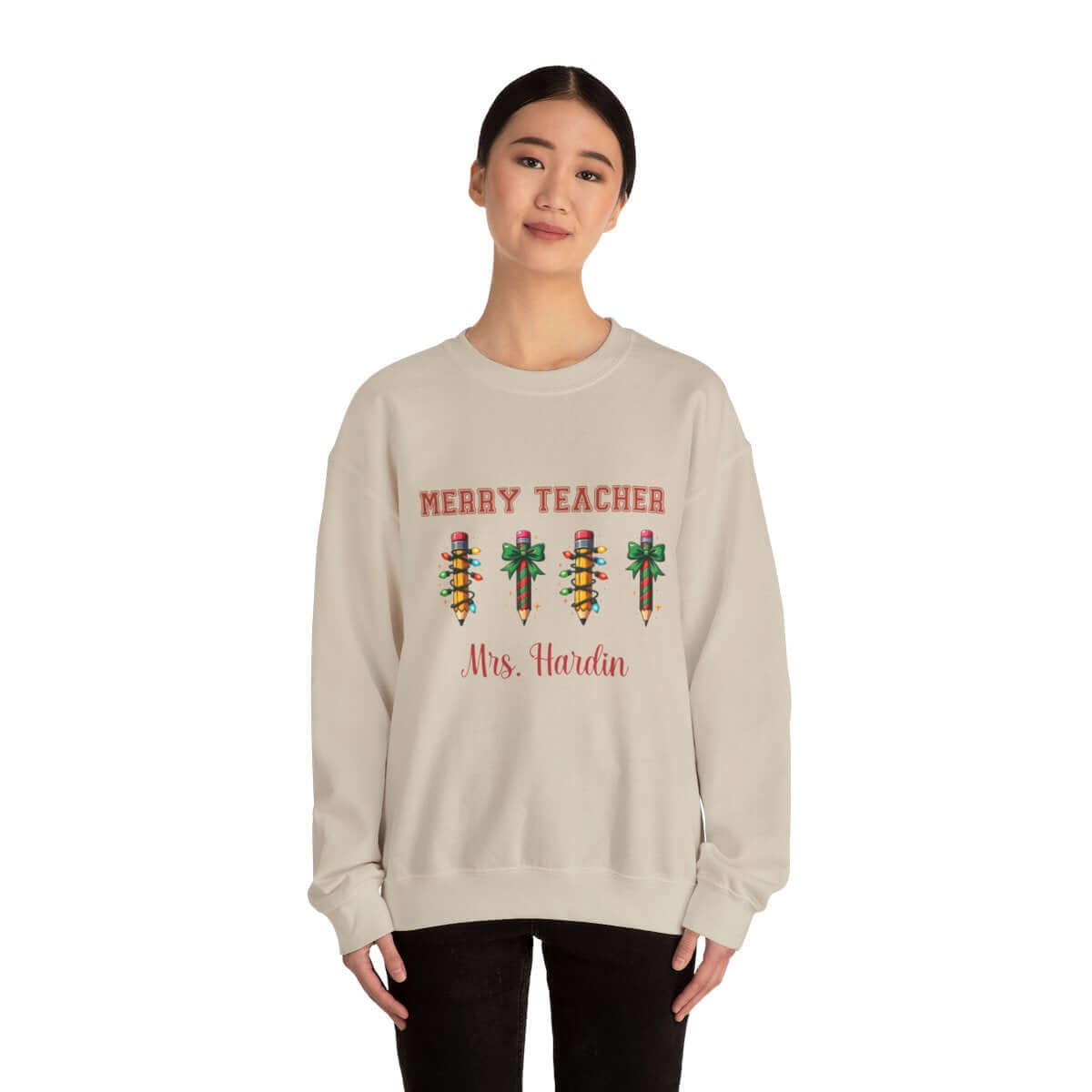 Merry Teacher  Heavy Blend™ Crewneck Sweatshirt Teacher