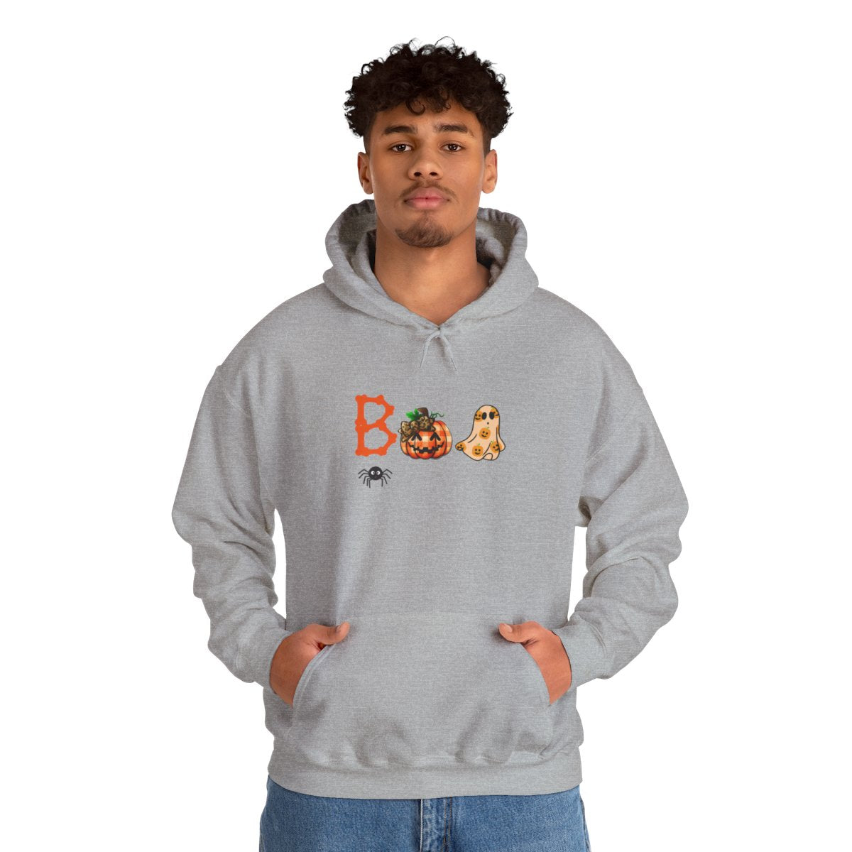 BOO Halloween Hoodie – Unisex Pumpkin  Ghost Sweatshirt with Cozy Kangaroo Pocket