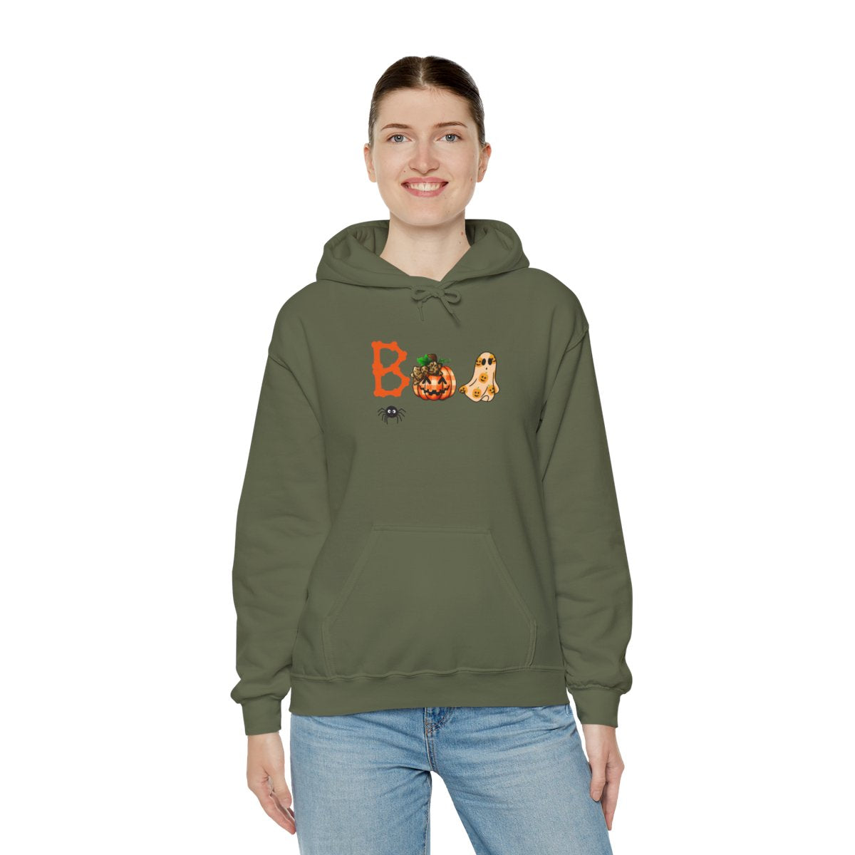 BOO Halloween Hoodie – Unisex Pumpkin  Ghost Sweatshirt with Cozy Kangaroo Pocket