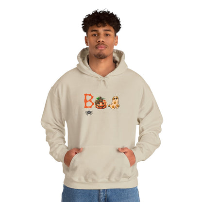 BOO Halloween Hoodie – Unisex Pumpkin  Ghost Sweatshirt with Cozy Kangaroo Pocket