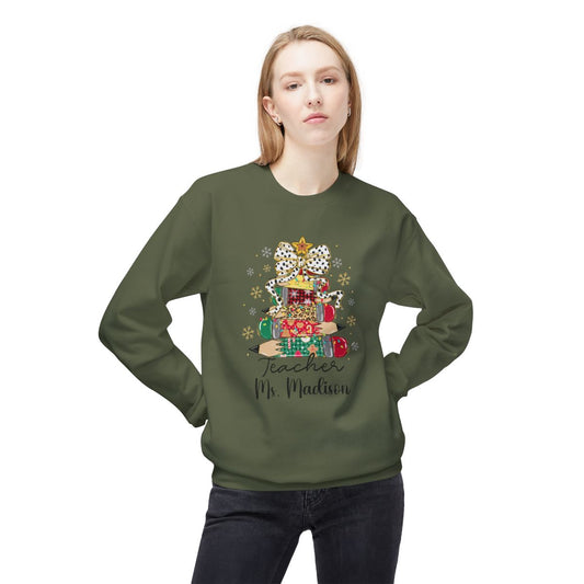 Festive “Teacher Pencil Tree” Christmas Sweatshirt – Cozy Gildan® SF000 Eco-Friendly Cotton Blend