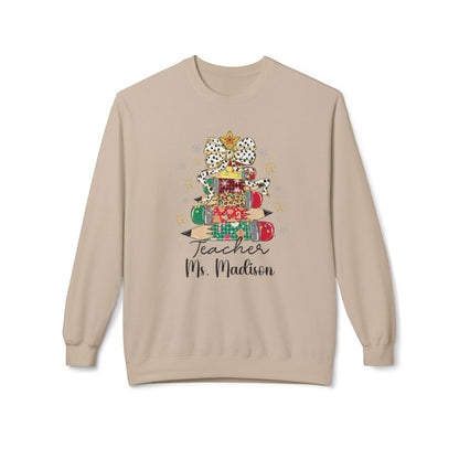 Festive “Teacher Pencil Tree” Christmas Sweatshirt – Cozy Gildan® SF000 Eco-Friendly Cotton Blend