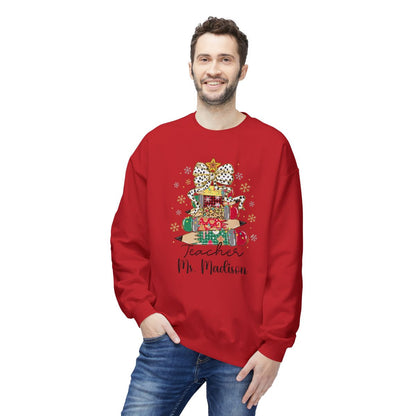 Festive “Teacher Pencil Tree” Christmas Sweatshirt – Cozy Gildan® SF000 Eco-Friendly Cotton Blend