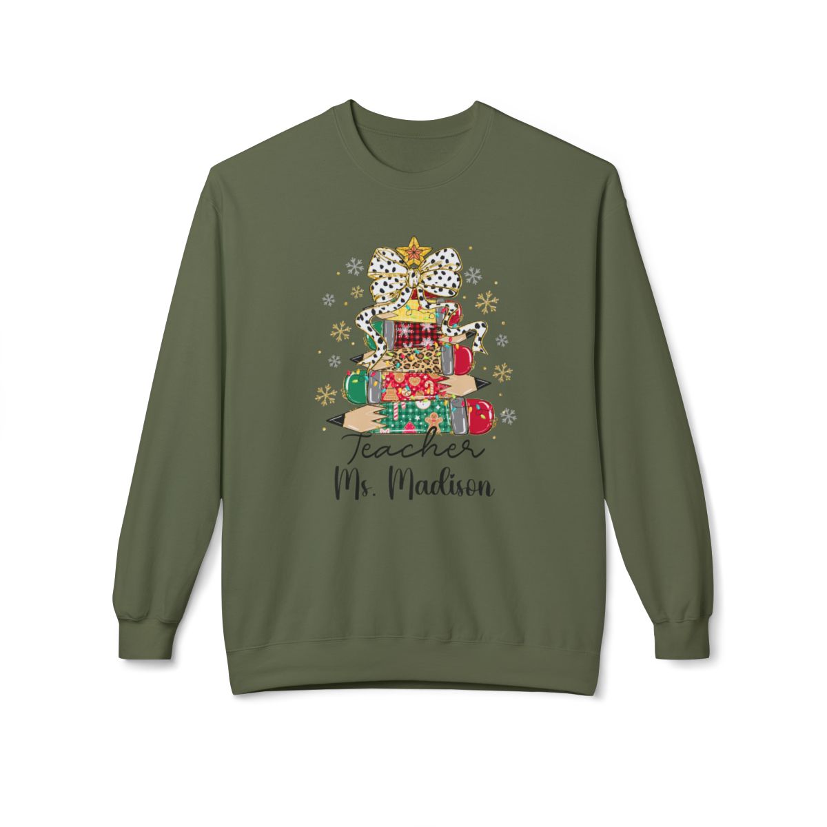 Festive “Teacher Pencil Tree” Christmas Sweatshirt – Cozy Gildan® SF000 Eco-Friendly Cotton Blend