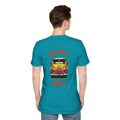 Learning is Groovy Personalized Teacher Shirt | Retro VW Bus Custom Name Tee Unisex Softstyle T-Shirt