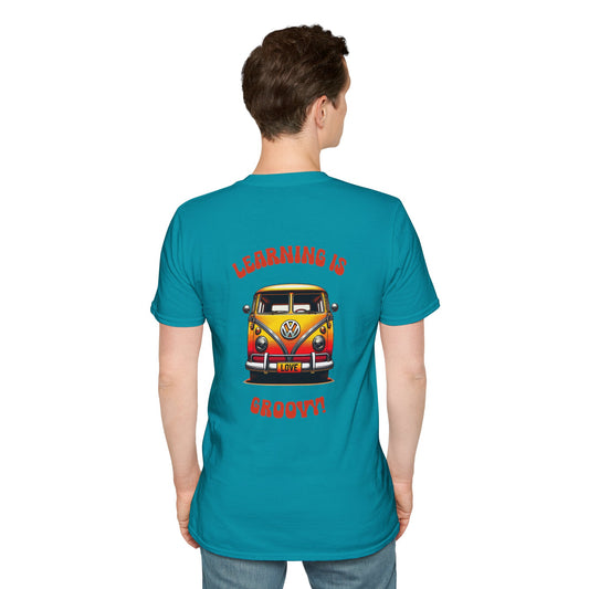 Learning is Groovy Personalized Teacher Shirt | Retro VW Bus Custom Name Tee Unisex Softstyle T-Shirt