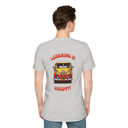 Learning is Groovy Personalized Teacher Shirt | Retro VW Bus Custom Name Tee Unisex Softstyle T-Shirt