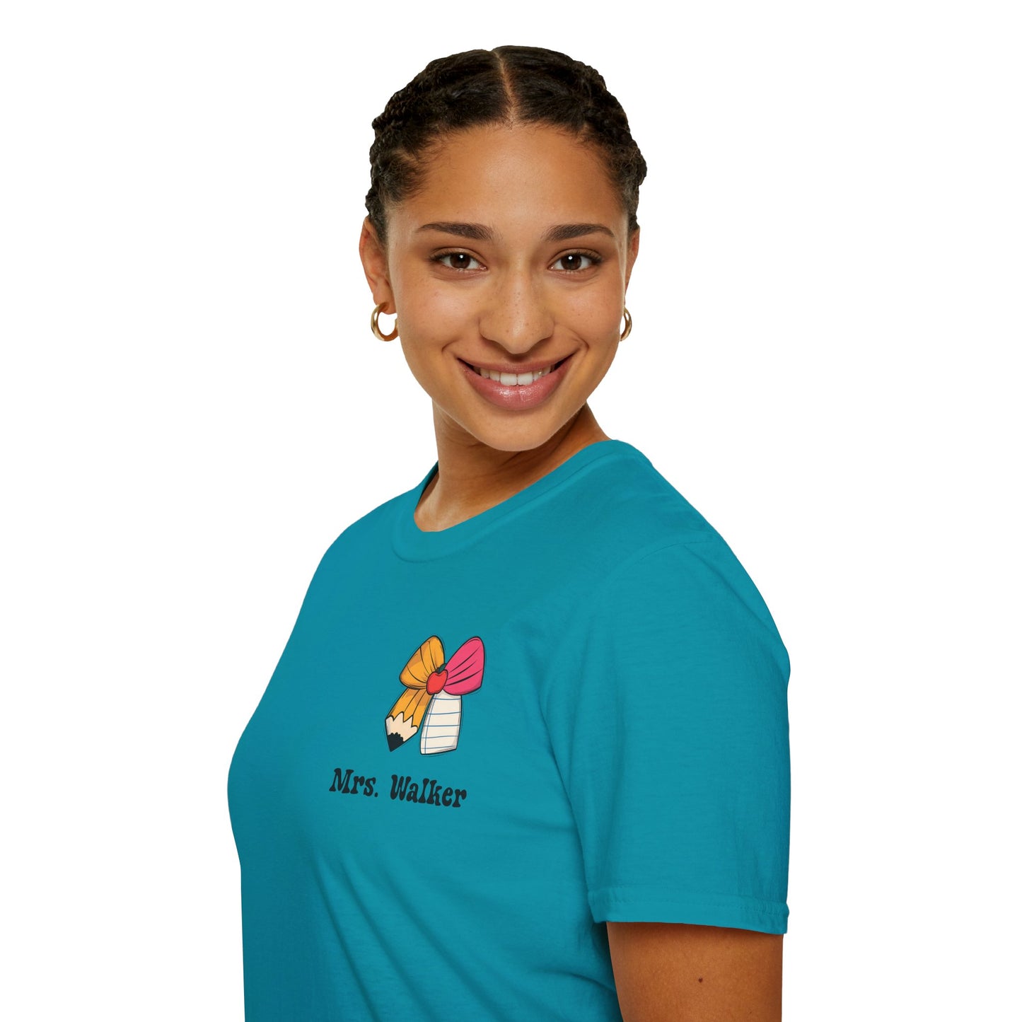 Learning is Groovy Personalized Teacher Shirt | Retro VW Bus Custom Name Tee Unisex Softstyle T-Shirt