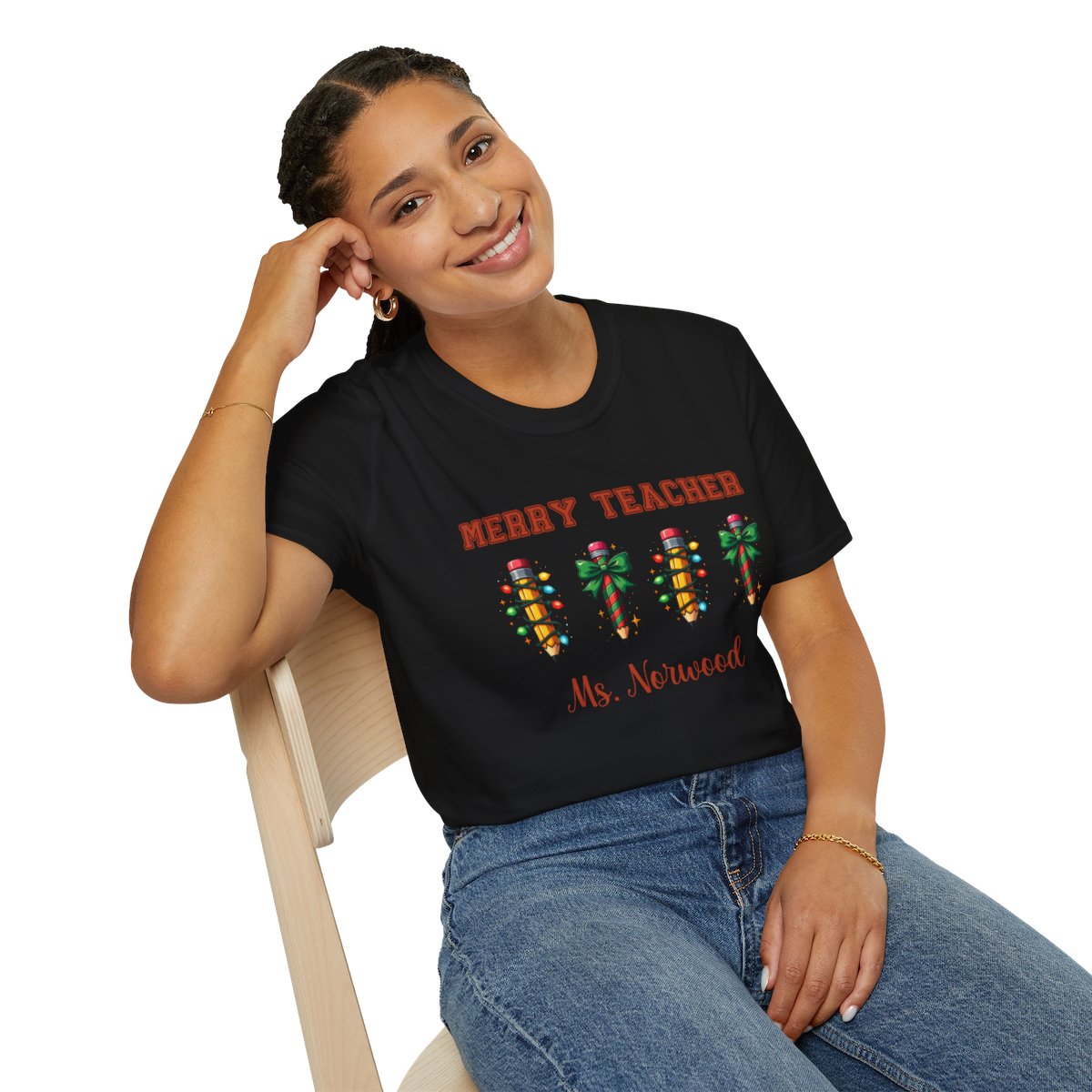 Merry Teacher Personalized Softstyle T-Shirt