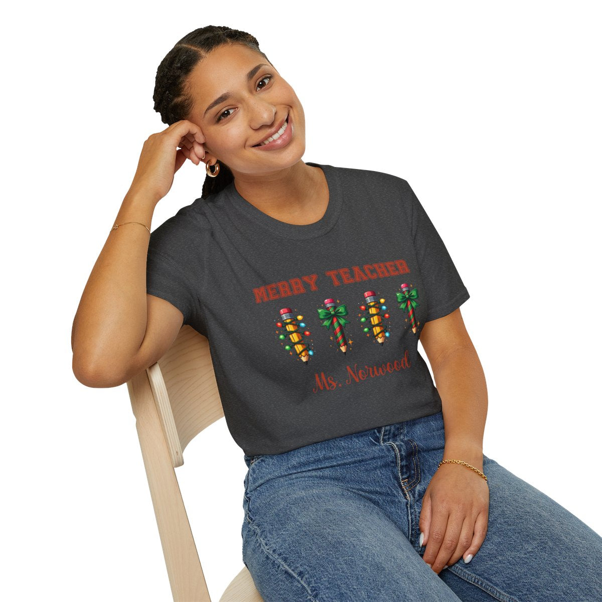 Merry Teacher Personalized Softstyle T-Shirt