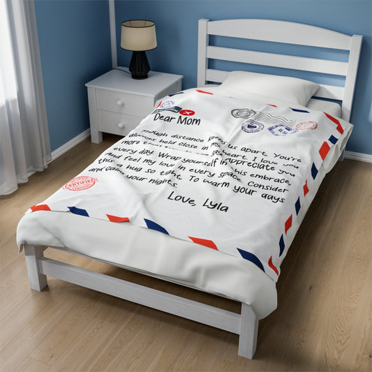 Custom Long-Distance Love Letter Blanket – Personalized Cozy Gift for Family & Friends