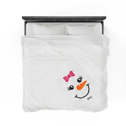 Snow Girl Velveteen Plush Blanket