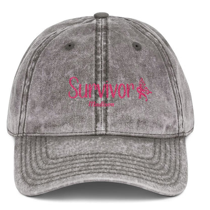 Vintage Survivor Embroidered Cap – Personalized Distressed Cotton Hat